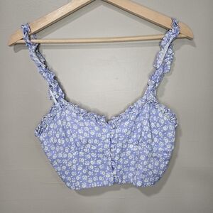 Zara Light Blue Floral Crop Top
